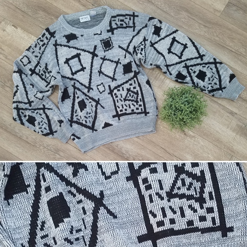 Vintage Geometric Grandpa Sweater